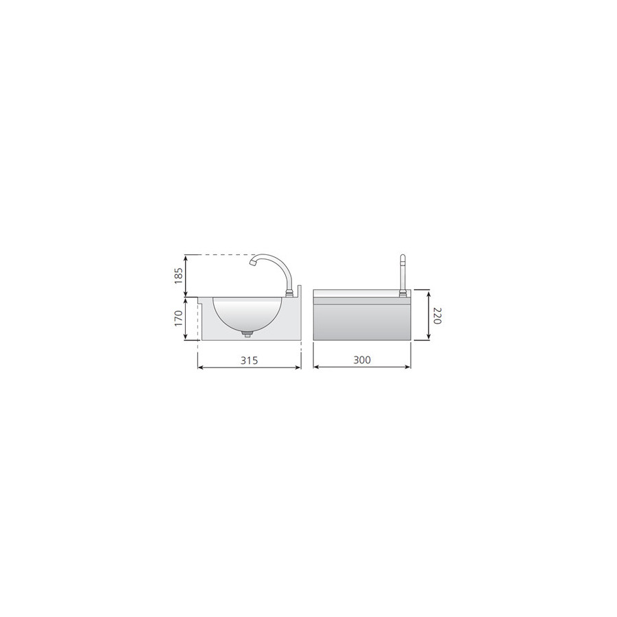 Lavamanos Mural Edenox LM-33 | Sistema Push | Acero Inox Compacto