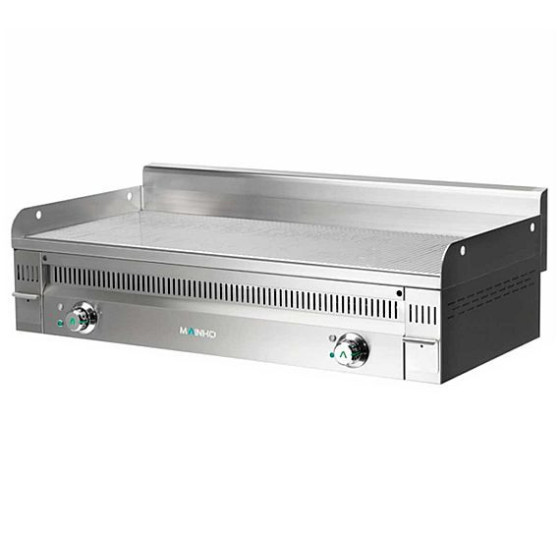 Fry Top Eléctrico Acero Rectificado PLRR-120ET | Placa Ranurada | 12 kW | 120 x 50 cm | Espesor 20 mm | Cajones Recolectores