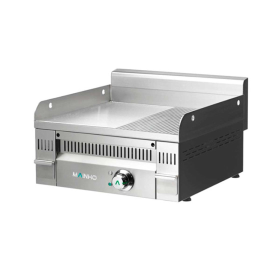 Fry Top Eléctrico Acero Rectificado PLR-60ET | Placa Mixta | 6 kW | 60 x 50 cm | Espesor 20 mm | Cajones Recolectores