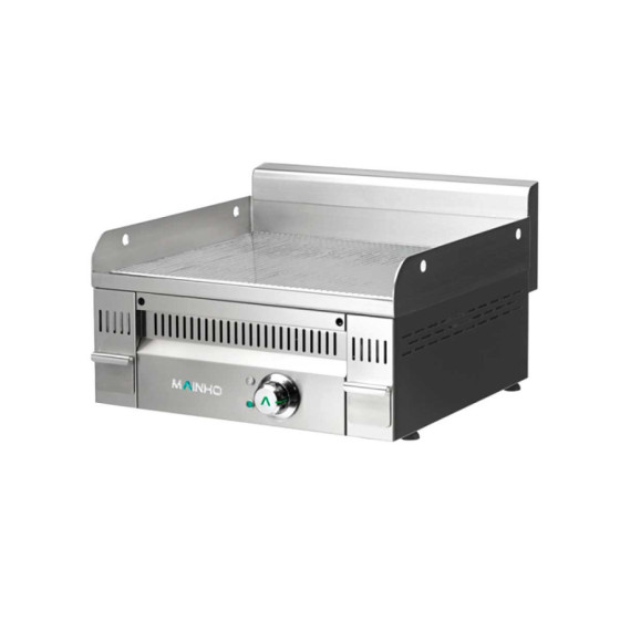 Fry Top Eléctrico Acero Rectificado PLRR-60ET | Placa Ranurada | 6 kW | 60 x 50 cm | Espesor 20 mm | Cajones Recolectores