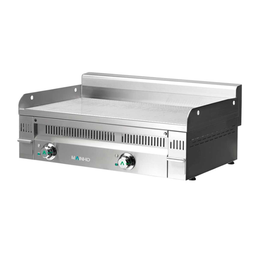 Fry Top Eléctrico Acero Rectificado PLRR-90ET | Placa Ranurada | 9 kW | 90 x 50 cm | Espesor 20 mm | Cajones Recolectores