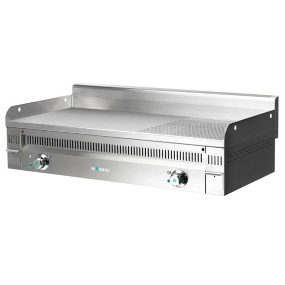 Fry Top Eléctrico Acero Rectificado PLR-120ET | Placa Mixta | 12 kW | 120 x 50 cm | Espesor 20 mm | Cajones Recolectores