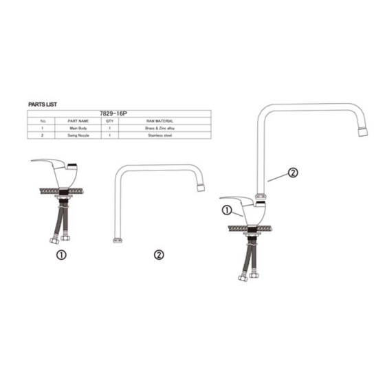 Grifo Monomando Industrial Edenox GML-30 | Palanca Lateral | 2 Aguas