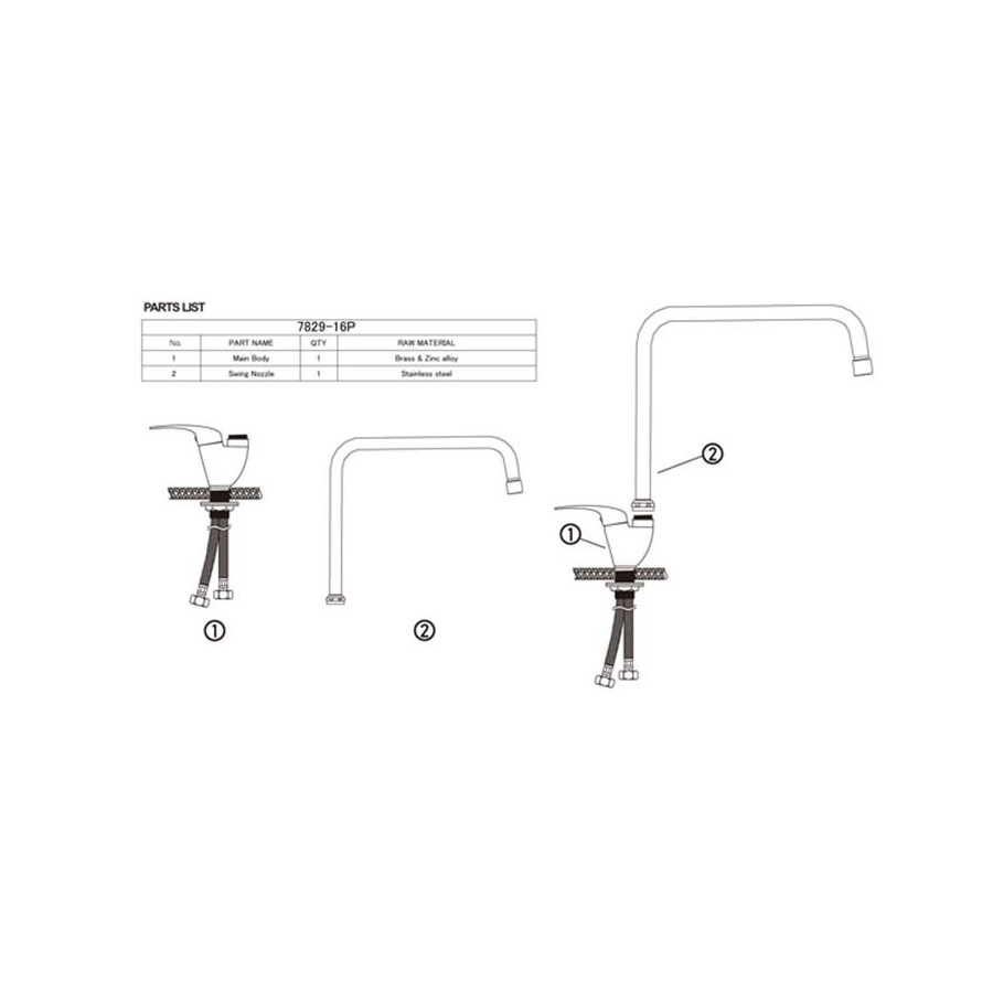 Grifo Monomando Industrial Edenox GML-30 | Palanca Lateral | 2 Aguas