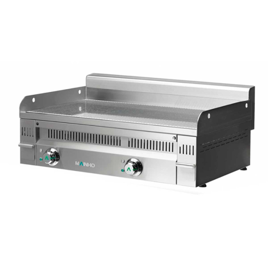 Fry Top Eléctrico Cromo Duro Mainho Euro-Crom PCRR-90ET | Placa Ranurada | 9 kW | 90 x 50 cm | Espesor 20 mm | Acero Inoxidable
