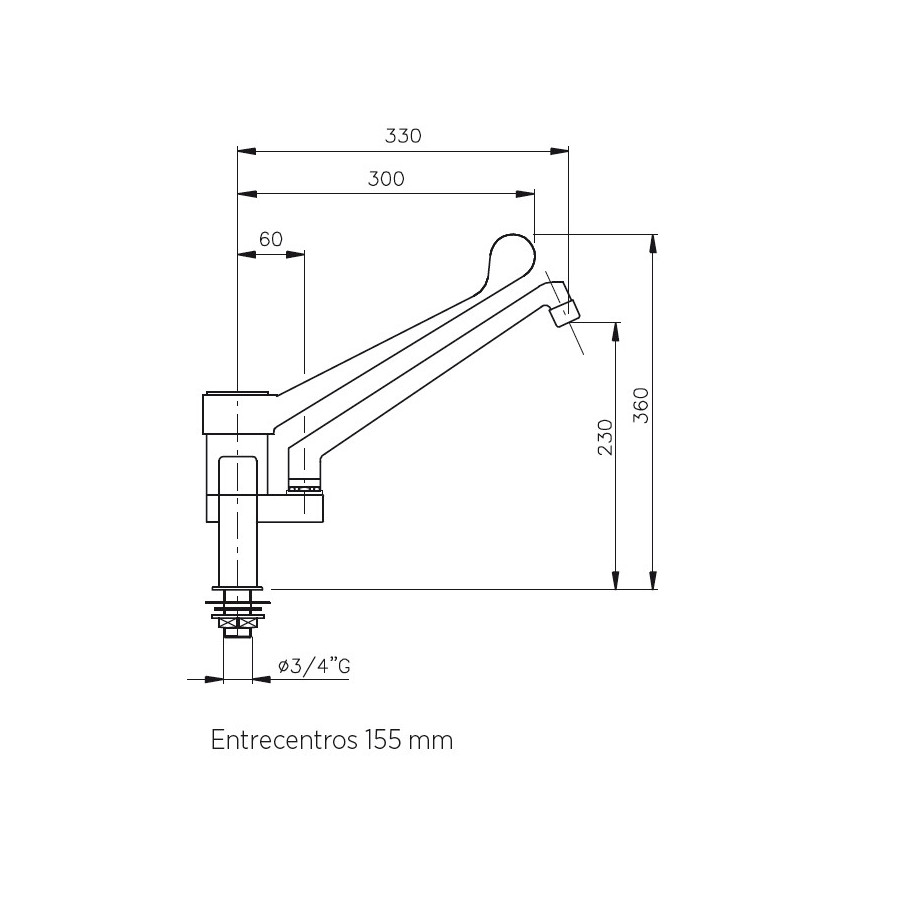 Grifo Monomando Edenox GM2D E | 2 Aguas | Superficie | Profesional