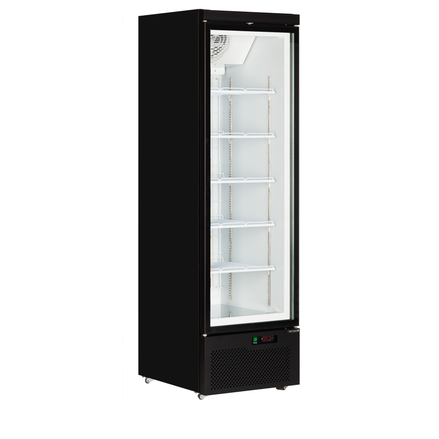 Congelador Expositor Negro | Atom Maxi F1DB | 270L | Cristal Térmico | Estática | -24/-14°C | R290 | Clase C | 595x640x1980 mm