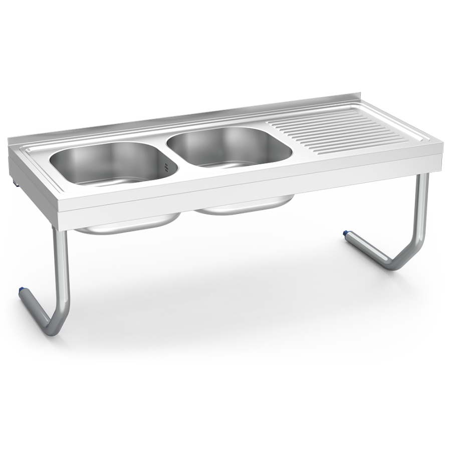 Fregadero Inox Colgante Fricosmos | Ref: 050436 | 2 Cubetas + Escurridor Dcha. | 1200x500x200 mm