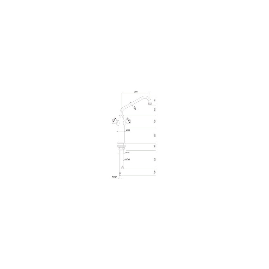 Grifo Monobloc de Columna Edenox GB-CL-30 E | 2 Aguas | Profesional