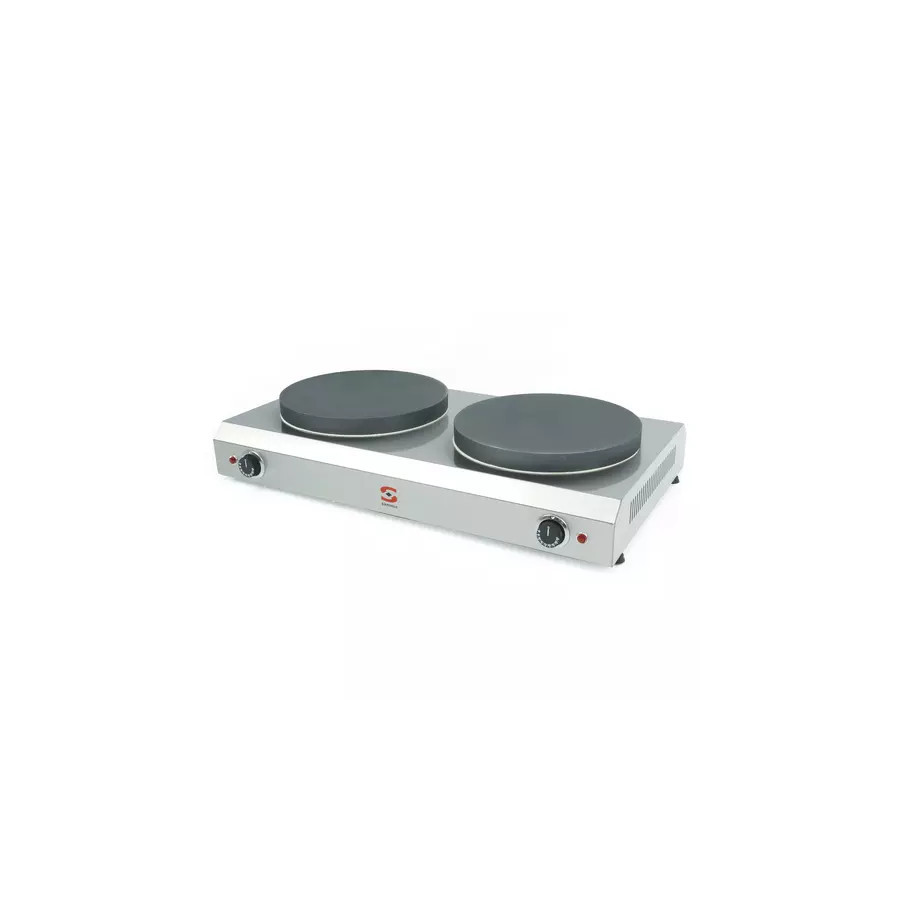 Crepera Eléctrica Doble CE-235 | 5130527 | 2 Placas Ø 35 cm | Hierro Fundido Antiadherente | Acero Inox | 4400W | 230-380V