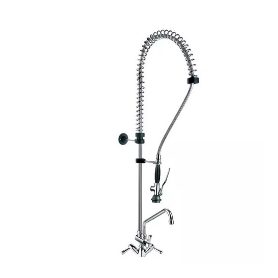 Grifo de Ducha D-2GC | 5870026 | Mezclador Bimando | Caño Alto Giratorio Tipo "C" | Conjunto Flexible | Soporte de Pared
