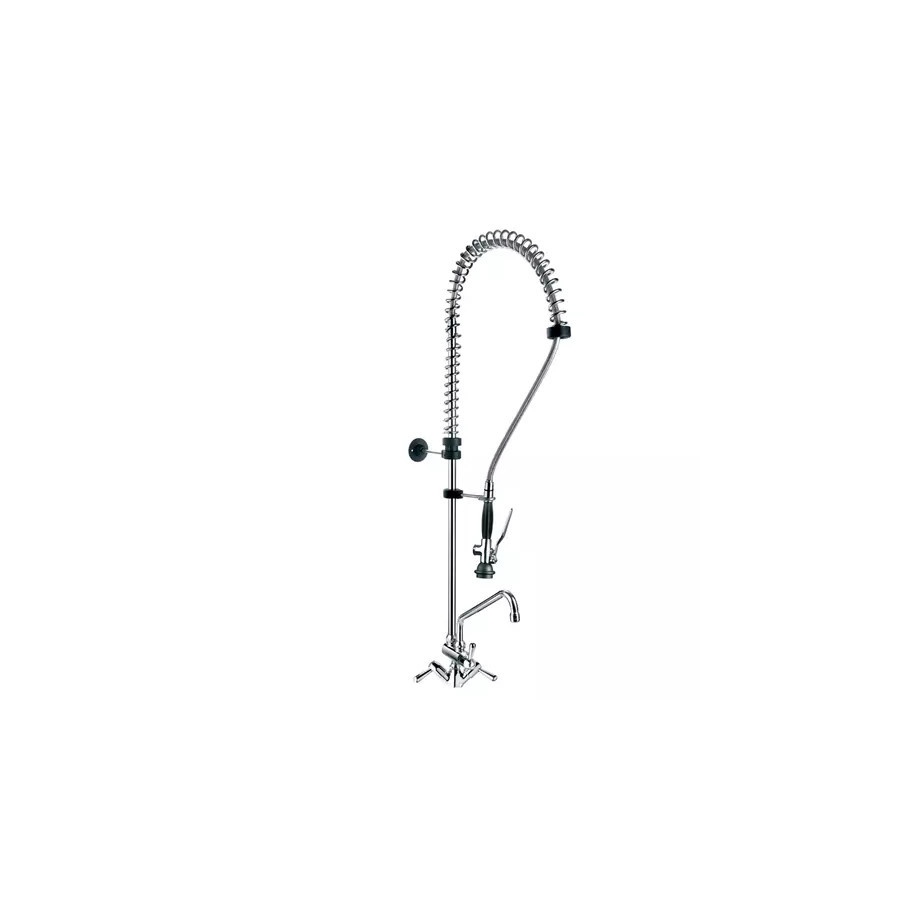 Grifo de Ducha D-2GC | 5870026 | Mezclador Bimando | Caño Alto Giratorio Tipo "C" | Conjunto Flexible | Soporte de Pared