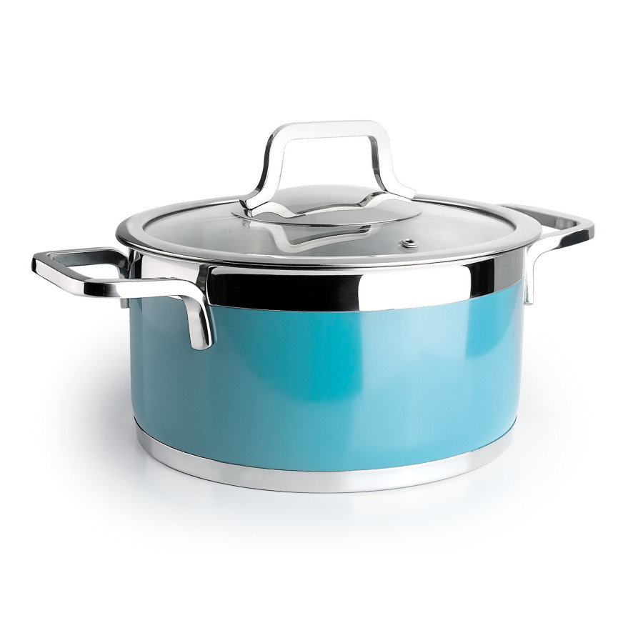 Cacerola Buffet Ocean de Acero Inox 18/10 15524 | Color Ocean | Ø 24 cm | 5,00 Litros | Fondo Sandwich | Apta Inducción y Horno