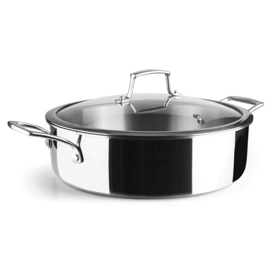 Cacerola Baja TriChef con Tapa de Inox 60888 | Tecnología Trimax | Ø 28 cm | 5,0 L | Espesor 2,5 mm | Asas de Fundición 18/10