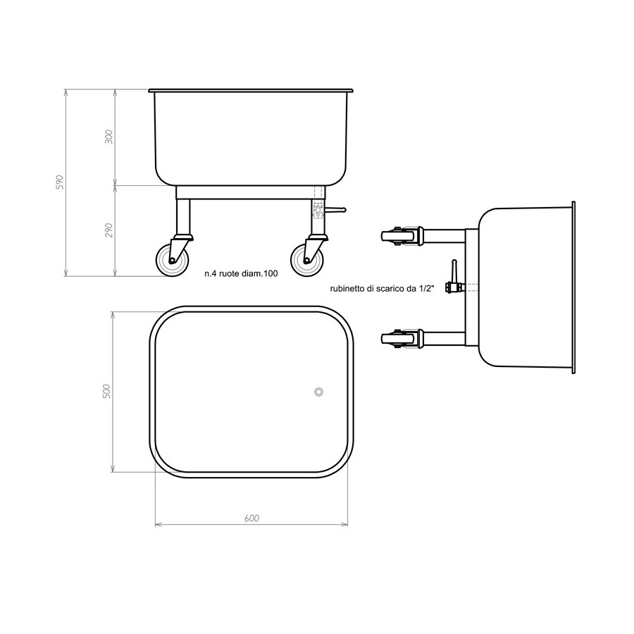 Carro para Lavado Edenox CPL-65 | 80 Litros | Acero Inoxidable