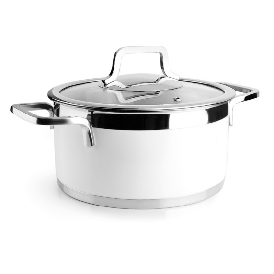 Cacerola Buffet White de Inox 18/10 15424 | Color Blanco | Ø 24 cm | 5,00 Litros | Fondo Sandwich | Apta Inducción y Horno