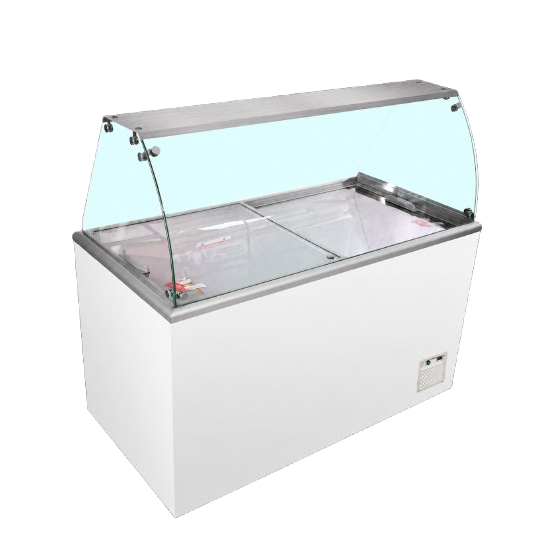 Congelador de Arcón TEFCOLD IDA400-W1+ | Vitrina para 10 Cubetas (5L) | 1344x694x1330 mm | Cristal Curvo | Clase Energética C