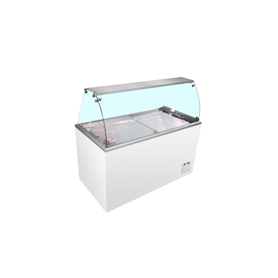 Congelador de Arcón TEFCOLD IDA400-W1+ | Vitrina para 10 Cubetas (5L) | 1344x694x1330 mm | Cristal Curvo | Clase Energética C