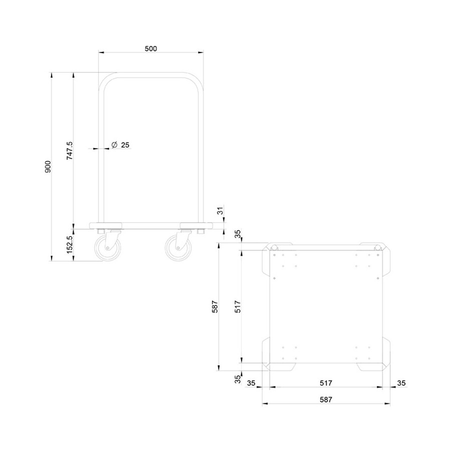 Carro para Cestas de Vajilla Edenox CC-55 | Con Asa | Acero Inoxidable
