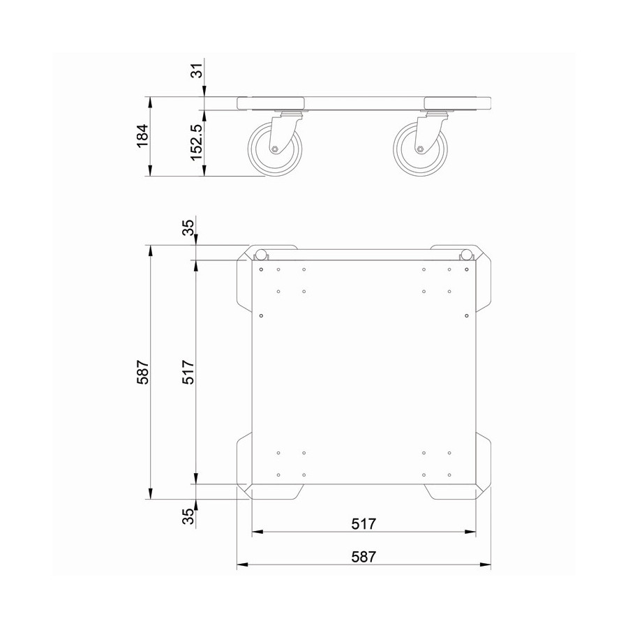 Carro Base para Cestas de Vajilla Edenox BC-55 | Acero Inoxidable