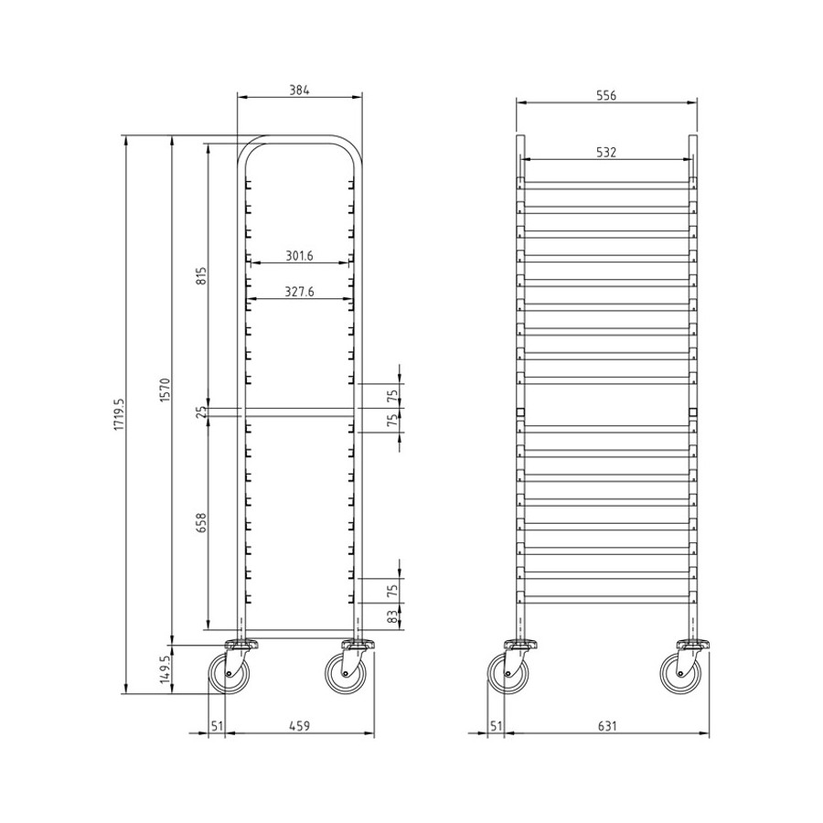 Carro Gastronorm Edenox CGA-11 | 17 Niveles GN 1/1 | Acero Inoxidable