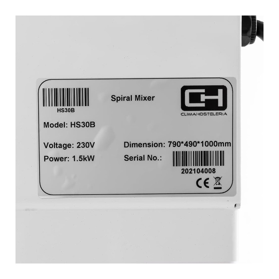Amasadora espiral HS-30 1,5 kW | ClimaHostelería