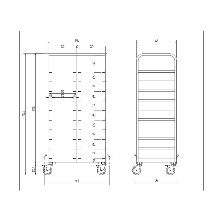 Carro para Bandejas Isotérmicas Edenox CBIE-20 | 20 Niveles | Inox