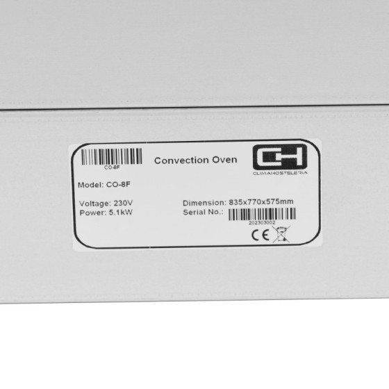 Horno de convección CO-8F con vapor | ClimaHostelería