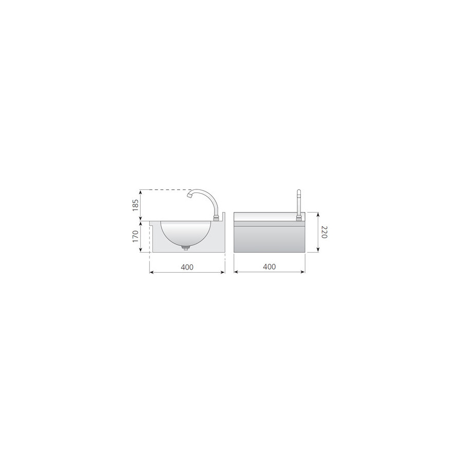 Lavamanos Mural Edenox LM-44 | Sistema Push | Acero Inox AISI-304