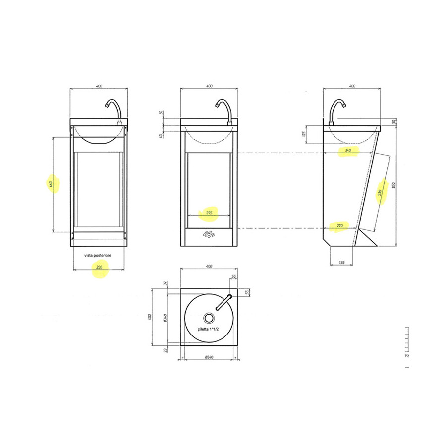 Lavamanos de Pie Edenox LP-44 | Accionamiento Pedal | Acero Inox