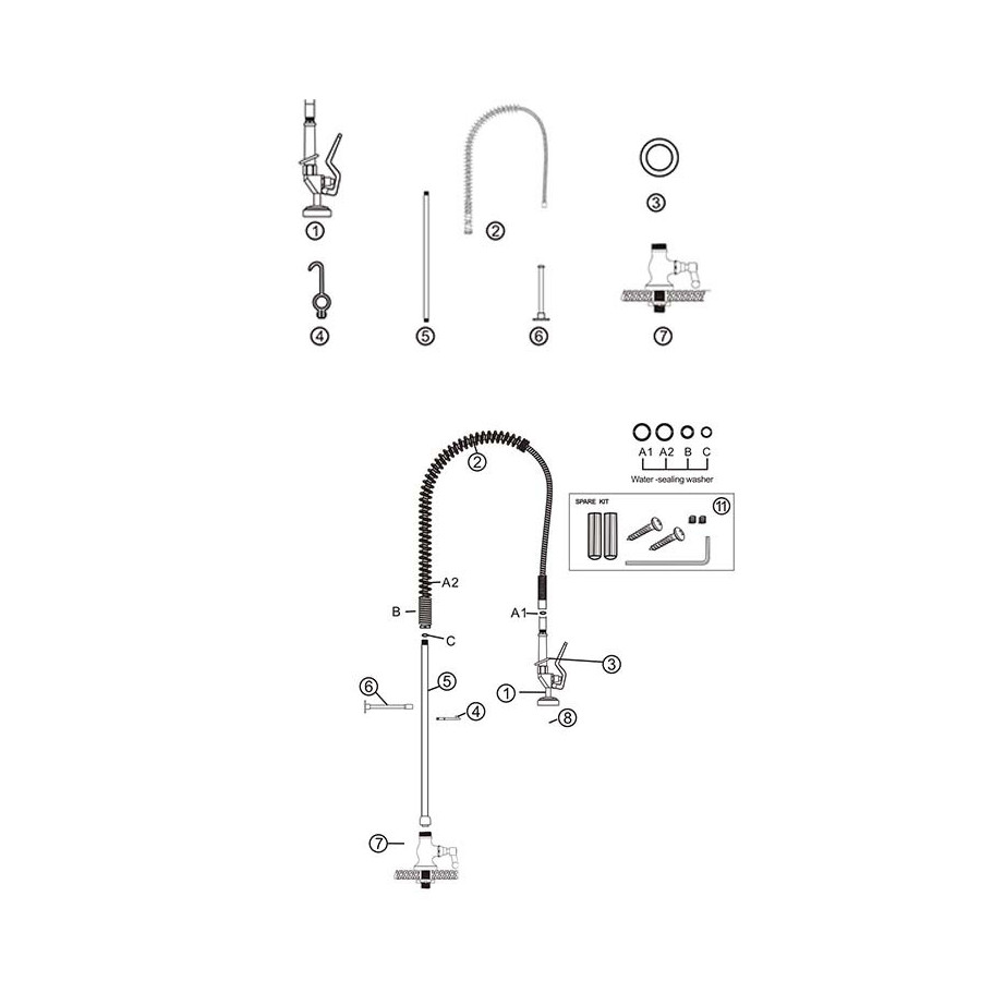 Grifo Ducha Industrial Edenox GD1 S1 | Pre-lavado | 1 Agua