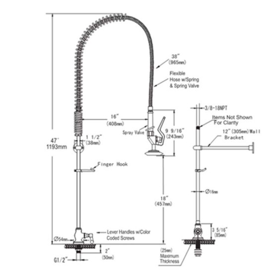 Grifo Ducha Industrial Edenox GD1 S1 | Pre-lavado | 1 Agua