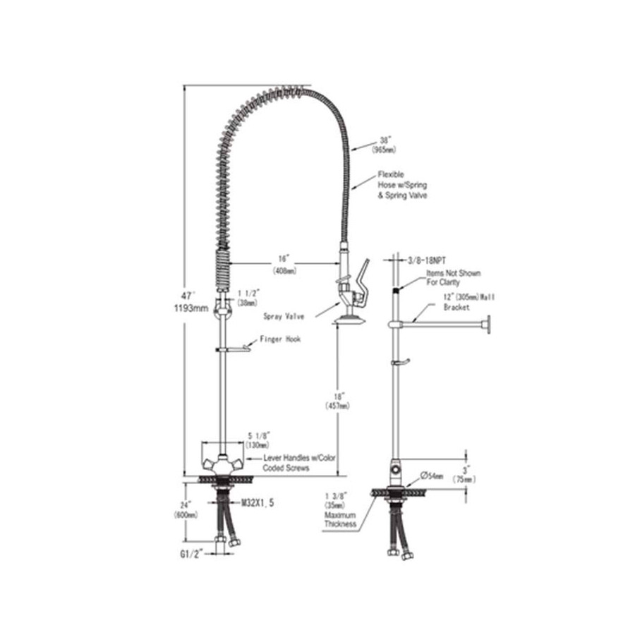 Grifo Ducha Industrial Edenox GD2 S1 | Mezclador 2 Aguas | Inox