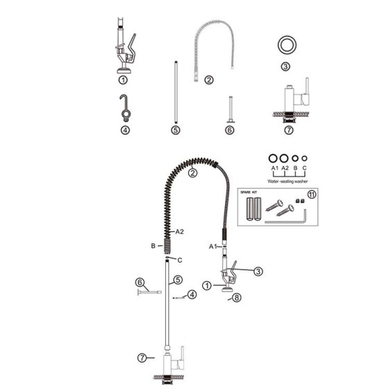 Grifo Ducha Monomando Edenox GDM2 | 2 Aguas | Profesional Inox