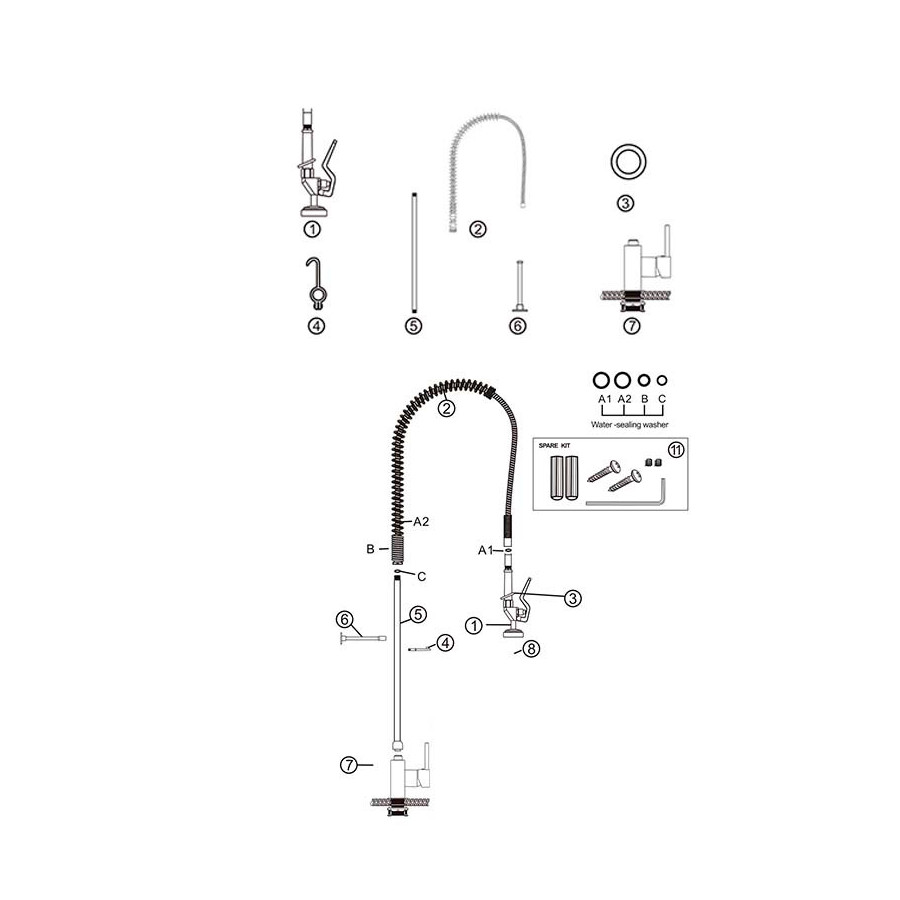 Grifo Ducha Monomando Edenox GDM2 | 2 Aguas | Profesional Inox