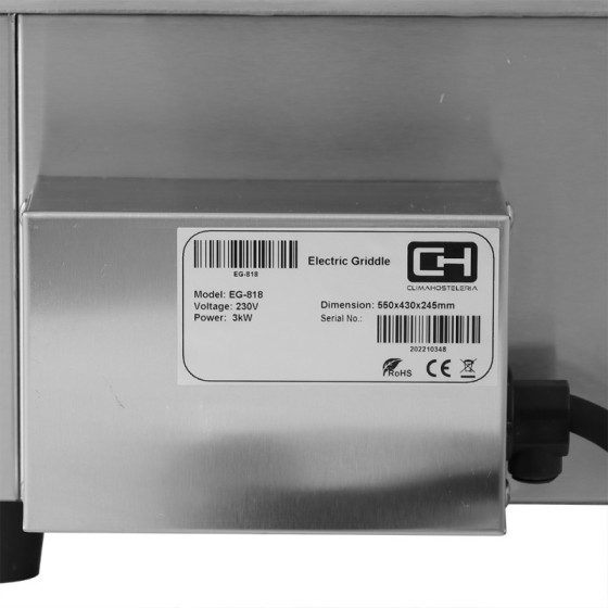 Plancha eléctrica EG-818 8 mm | ClimaHostelería
