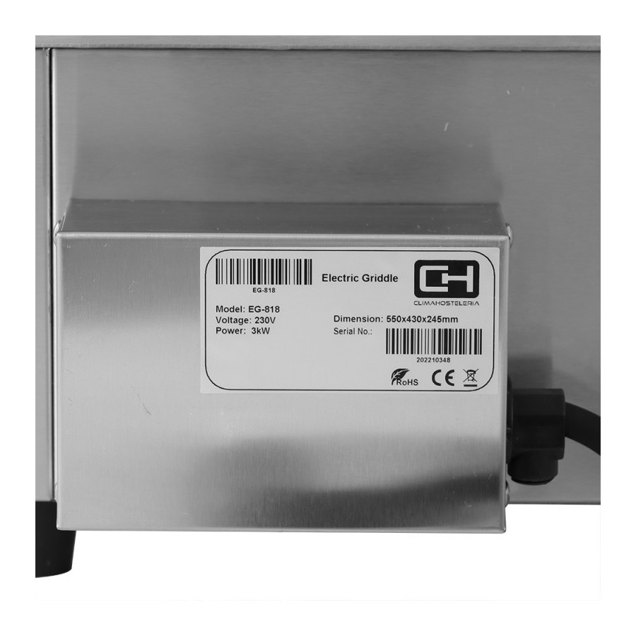 Plancha eléctrica EG-818 8 mm | ClimaHostelería