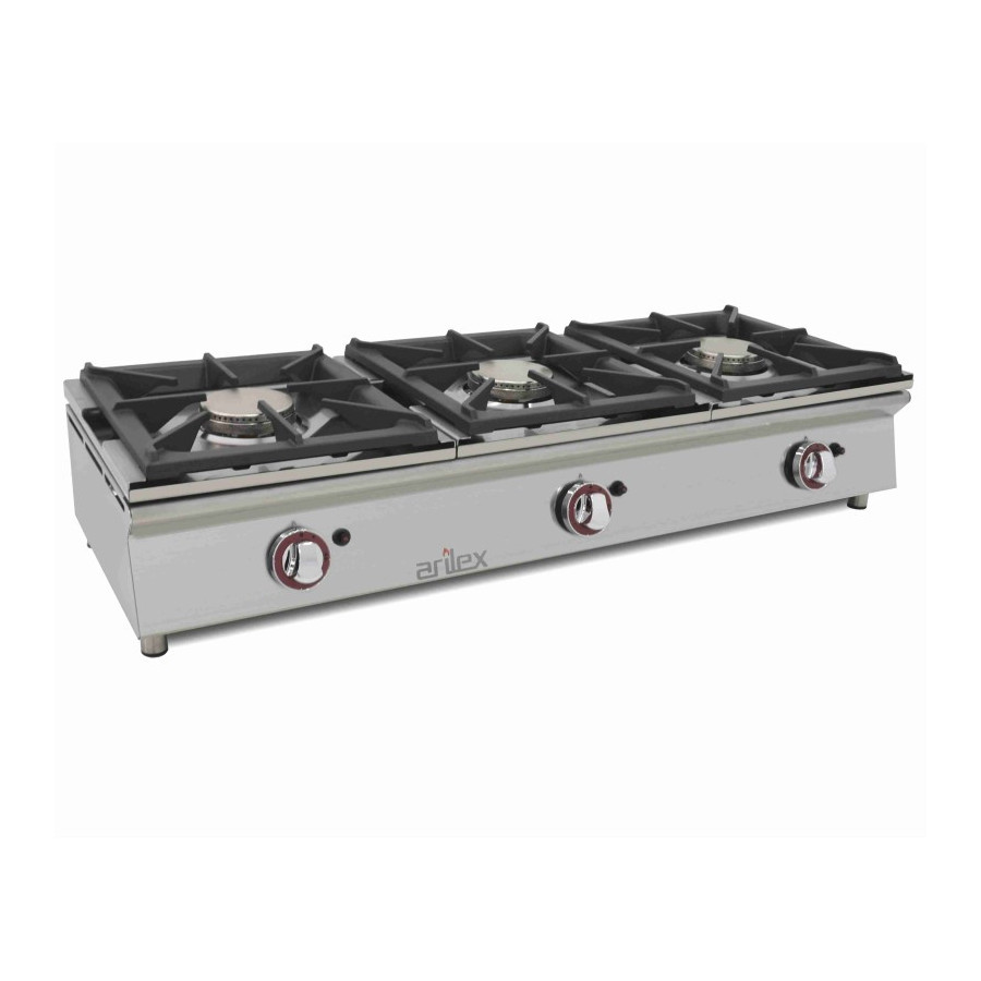 Arilex 120CGN Cocina a gas sobremostrador 3 fuegos