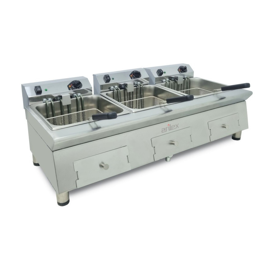 Freidora eléctrica Arilex 100FRE121212G de 3 cubas