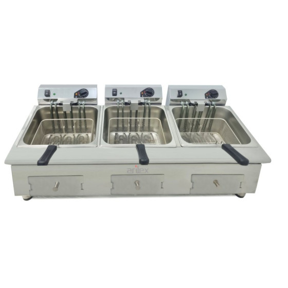 Freidora eléctrica Arilex 100FRE121212G de 3 cubas