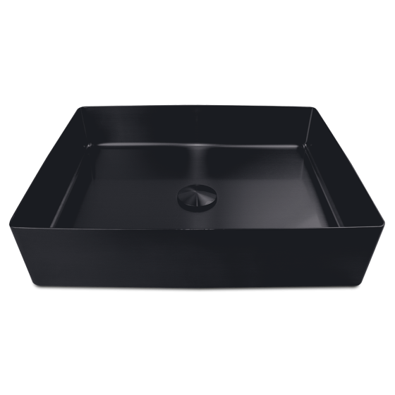 Fricosmos Lavabo rectangular negro sobre encimera PVD
