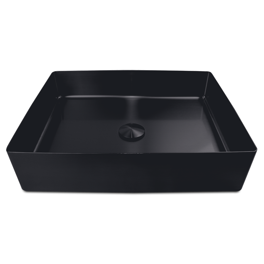 Fricosmos Lavabo rectangular negro sobre encimera PVD