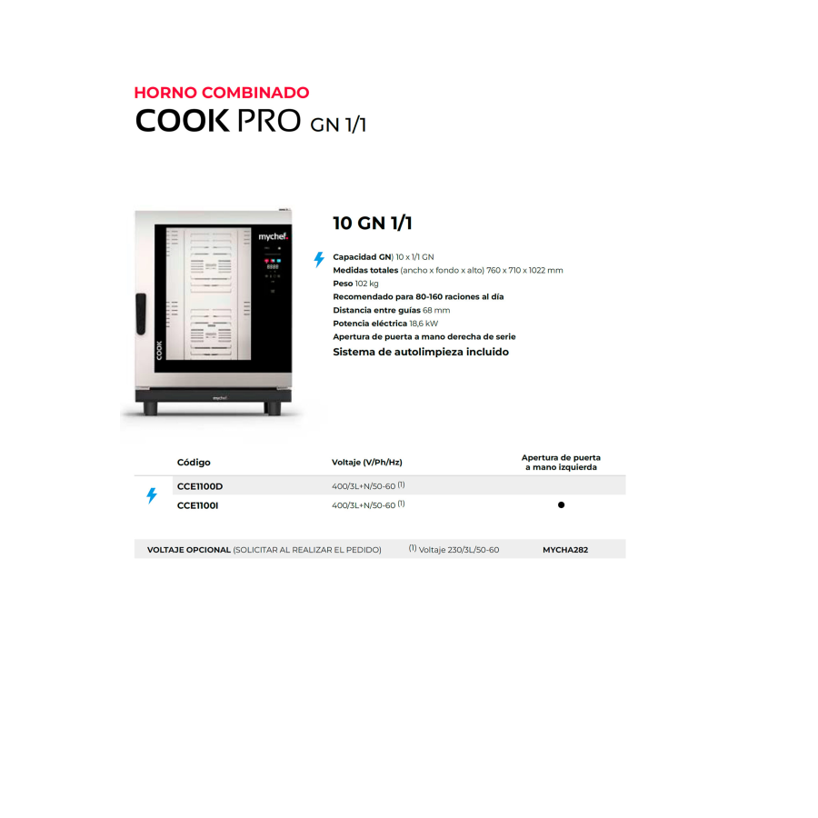Horno Combinado Mychef COOK PRO | GN 1/1 | 4, 6 y 10 Bandejas