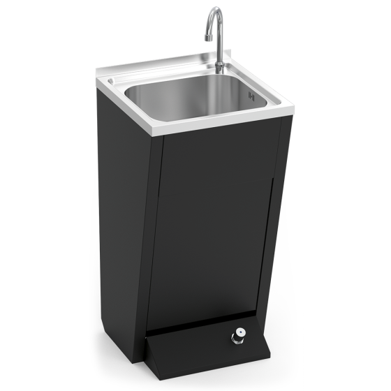 Fricosmos Lavamanos Black con pedestal y pulsador agua fría caliente