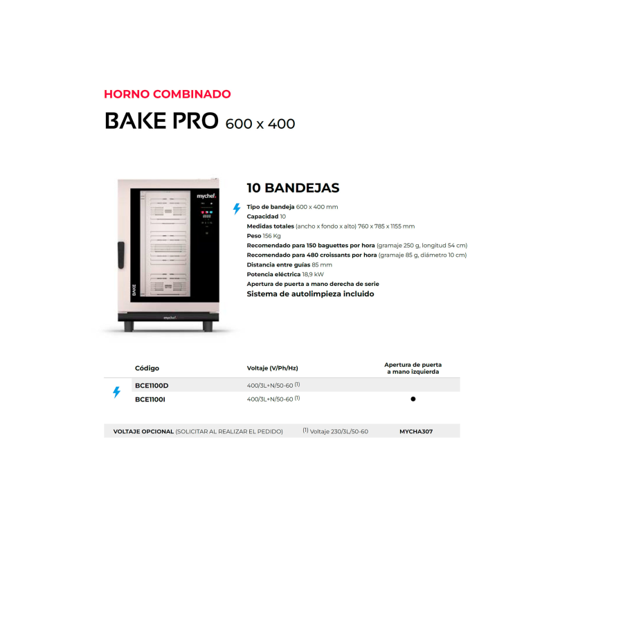 Horno de Panadería Mychef BAKE PRO | 600x400 | 4, 6 y 10 Bandejas