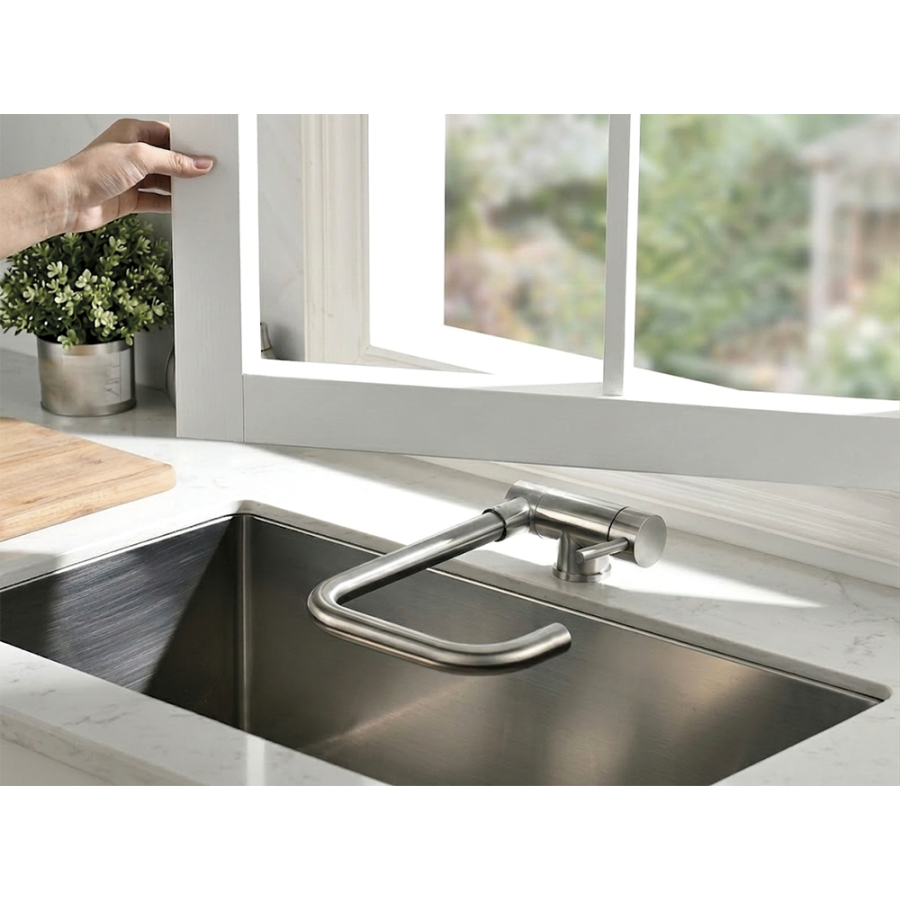 Fricosmos - Grifo abatible monomando de acero inoxidable con leds