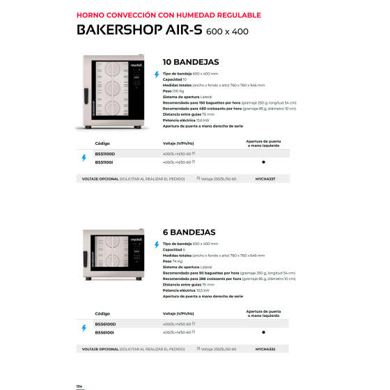 Horno de Convección Mychef BAKERSHOP AIR-S | Humedad Regulable