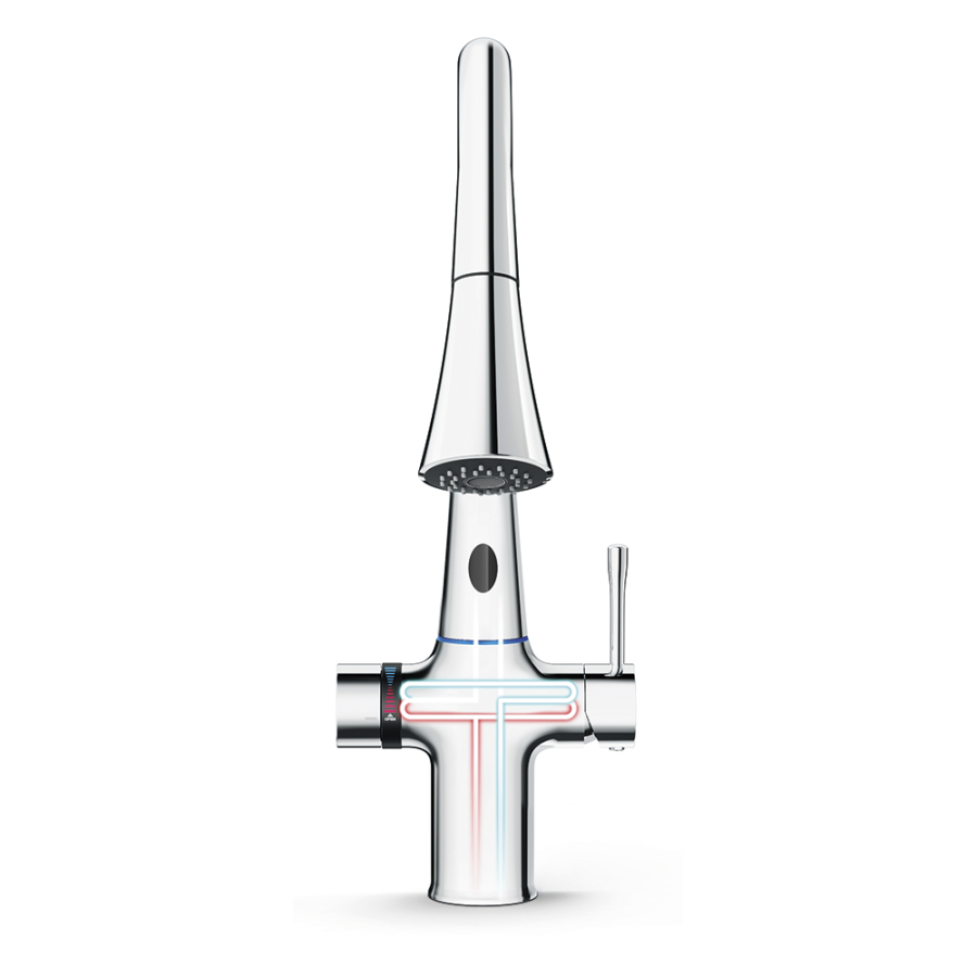Fricosmos Grifo de cocina contactless con ducha extensible