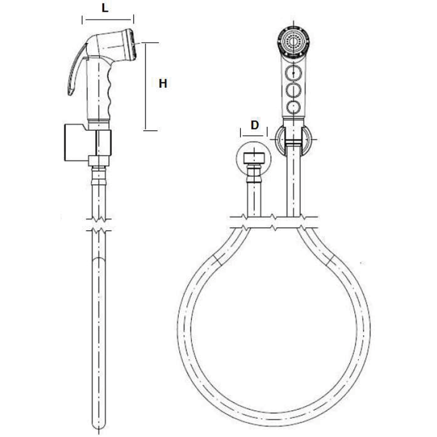 Fricosmos Ducha higiénica Basic de pared con latiguillo de 1,20 m