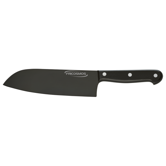 Fricosmos Cuchillo Santoku de titanio negro con mango virola